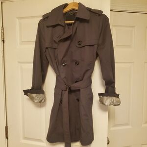 Banana Republic Limonte Classic Womens Double-Breasted Trench Coat - Gray